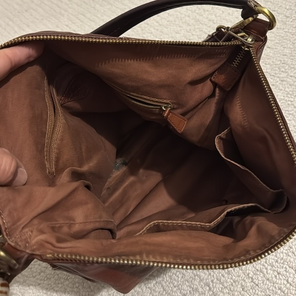 Fossil Cognac Leather Expandable Crossbody Shoulder Bag/Purse - Picture 4 of 10
